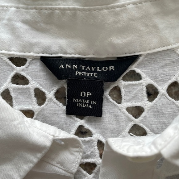 Ann Taylor Petite White Embroidered Sleeveless Dress - Picture 8 of 9